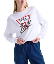 GUESS STUDDED LOVE Sudadera de cuello redondo con estampado de tachuelas purwhite - Sudaderas de mujer - 1