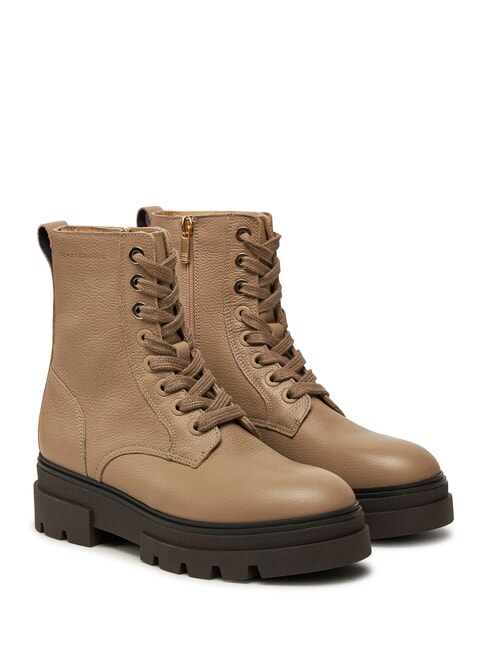 TOMMY HILFIGER BICOLOR Botas de cuero con cordones beige - Zapatos Mujer