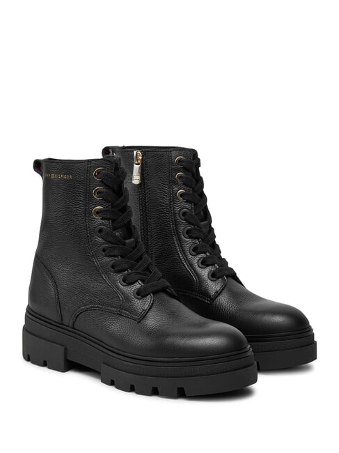 TOMMY HILFIGER BICOLOR Botas de cuero con cordones negro - Zapatos Mujer