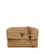 GUESS IRENE Bolso de hombro tejido, bolso bandolera natural / co&ntilde;ac - Bolsos Mujer - 1