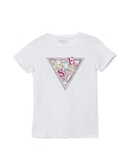 GUESS KIDS Camiseta de algod&oacute;n con estampado y pedrer&iacute;a blanco puro multi - Camiseta ni&ntilde;o - 1