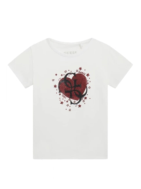 GUESS KIDS Camiseta de ni&ntilde;a con estampado de coraz&oacute;n y logotipo purwhite - Camiseta ni&ntilde;o