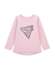 GUESS KIDS Camiseta de manga larga con bordado y lentejuelas. rosa algod&oacute;n de az&uacute;car - Camiseta ni&ntilde;o - 1