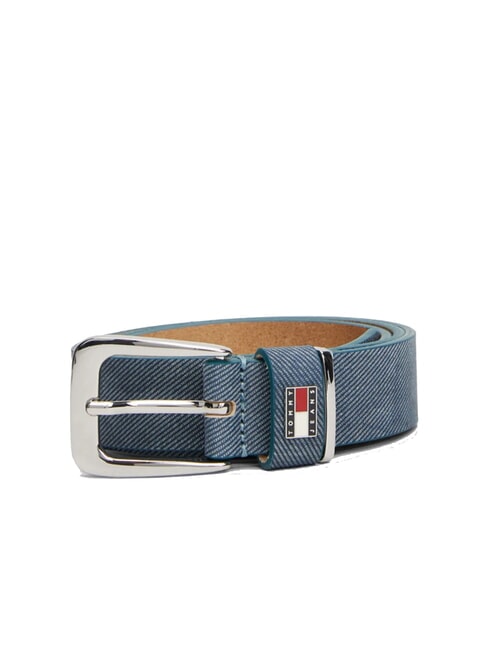TOMMY HILFIGER TH HERITAGE Cintur&oacute;n de piel con estampado denim cielo des&eacute;rtico m&uacute;ltiple - Cinturones