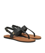 TOMMY HILFIGER TH Chanclas de cuero negro - Zapatos Mujer - 1