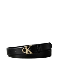 CALVIN KLEIN CK HARDWARE Cintur&oacute;n de cuero negro / oro claro antiguo - Cinturones - 1