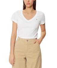 TOMMY HILFIGER TH JEANS Camiseta de manga corta con cuello en V blanco - camiseta - 1