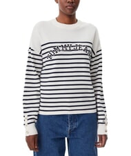 TOMMY HILFIGER VARSITY Su&eacute;ter de algod&oacute;n con cuello redondo y logo. blanco antiguo - Su&eacute;teres de mujer - 1