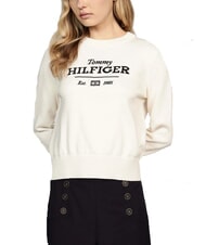 TOMMY HILFIGER TH Su&eacute;ter de cuello redondo con logo p&eacute;talo de marfil - Su&eacute;teres de mujer - 1