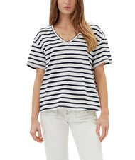 TOMMY HILFIGER TH Camiseta de corte relajado con cuello en V bret&oacute;n crudo/azul marino oscuro stp - camiseta - 1