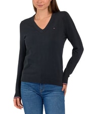 TOMMY HILFIGER TH Su&eacute;ter de cuello en V para mujer ck negro - Su&eacute;teres de mujer - 1