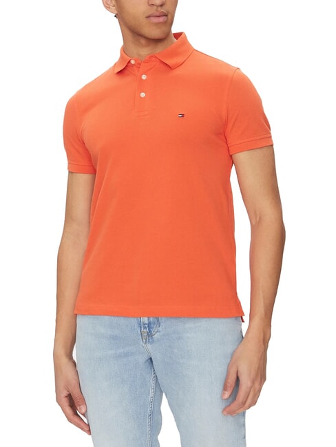 TOMMY HILFIGER 1985  1985 playera tipo polo de corte slim naranja brillante - camisa polo