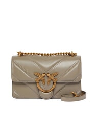 PINKO LOVE ONE MINI Bolso de hombro de piel nogal-oro antiguo - Bolsos Mujer - 1