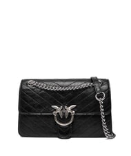 PINKO LOVE ONE LIGHT Mini bolso de piel acolchada Limusina negra - plata mate - Bolsos Mujer - 1