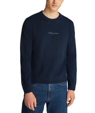TOMMY HILFIGER TH JEANS Su&eacute;ter de cuello redondo con logotipo bordado Marina de noche oscura - Su&eacute;teres de los hombres - 1