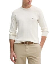 TOMMY HILFIGER TH Su&eacute;ter de cuello redondo en mezcla de lino p&eacute;talo de marfil - Su&eacute;teres de los hombres - 1