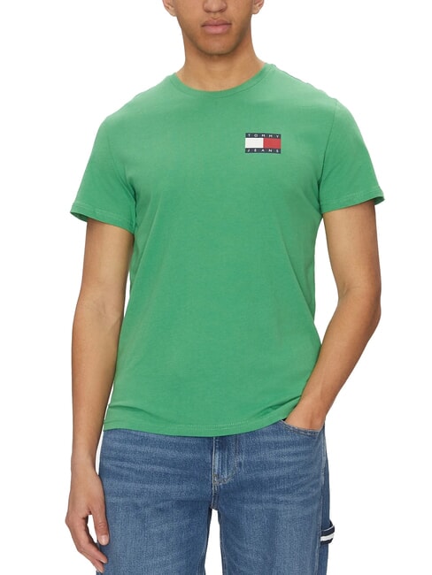 TOMMY HILFIGER TH JEANS Camiseta de manga corta con estampado de logotipo verde costero - camiseta