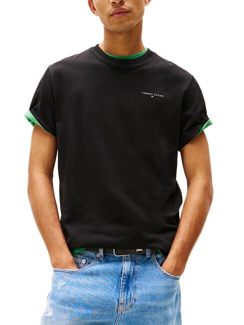 TOMMY HILFIGER TH JEANS Camiseta de manga corta con estampado de logotipo negro - camiseta