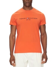 TOMMY HILFIGER TH Camiseta de manga corta con estampado de logotipo naranja brillante - camiseta - 1