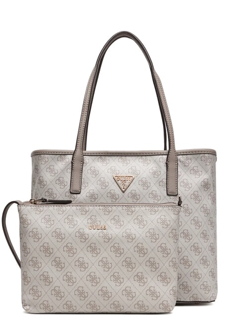 GUESS VICTTORIA 2 Bolso de hombro tipo shopper, con clutch logotipo de color topo oscuro - Bolsos Mujer