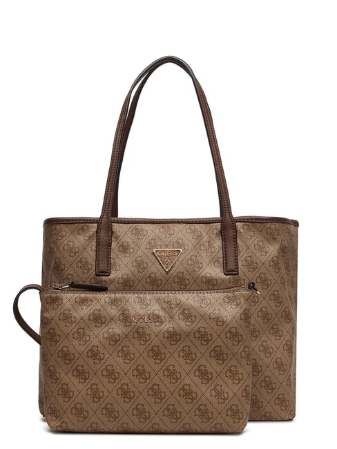 GUESS VICTTORIA 2 Bolso de hombro tipo shopper, con clutch logotipo de caf&eacute; con leche / marr&oacute;n - Bolsos Mujer