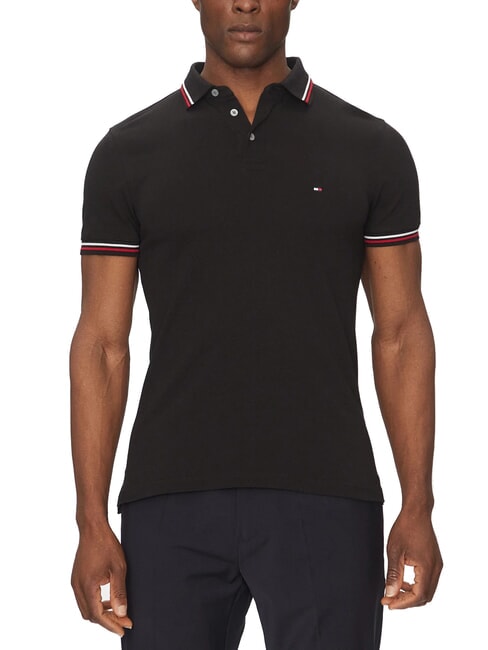 TOMMY HILFIGER TH TIPPED Polo de manga corta de corte entallado negro - camisa polo