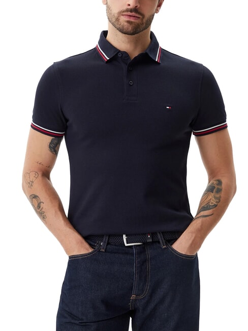 TOMMY HILFIGER TH TIPPED Polo de manga corta de corte entallado cielo del desierto - camisa polo