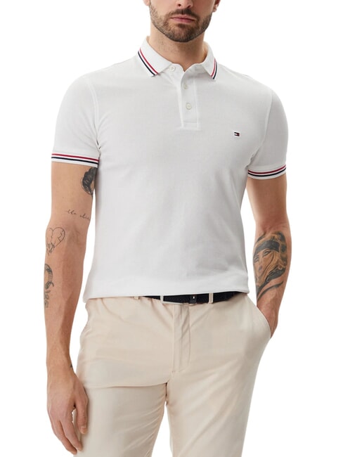 TOMMY HILFIGER TH TIPPED Polo de manga corta de corte entallado blanco - camisa polo