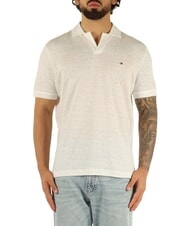 TOMMY HILFIGER TH Polo de lino de manga corta blanco - camisa polo - 1