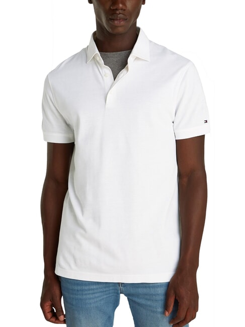 TOMMY HILFIGER TH Polo de manga corta con logotipo en la manga blanco &oacute;ptico - camisa polo