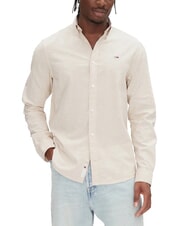 TOMMY HILFIGER TH JEANS Camisa de mezcla de lino de manga larga bronceado reliquia - Camisas de hombre - 1