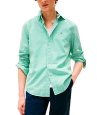 TOMMY HILFIGER TH Camisa de algod&oacute;n a rayas bloque de color verde beige - Camisas de hombre - 1