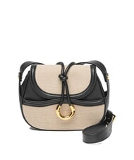 COCCINELLE CARMY CANVAS Bolso de hombro de piel y lona natural / noir - Bolsos Mujer - 1