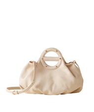 BORBONESE VIS-A-VIS Bolso de mano, con bandolera, en piel. algod&oacute;n blanco - Bolsos Mujer - 1