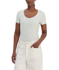 GUESS SCRIPT Camiseta de algod&oacute;n verde azulado brumoso - camiseta - 1