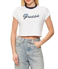 GUESS SCRIPT CROP Camiseta corta purwhite - camiseta - 1