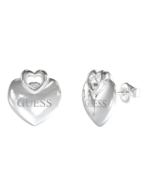 GUESS CRAZY IN LOVE Pendientes de plata con motivo de coraz&oacute;n y logotipo. SILVER - Pendientes