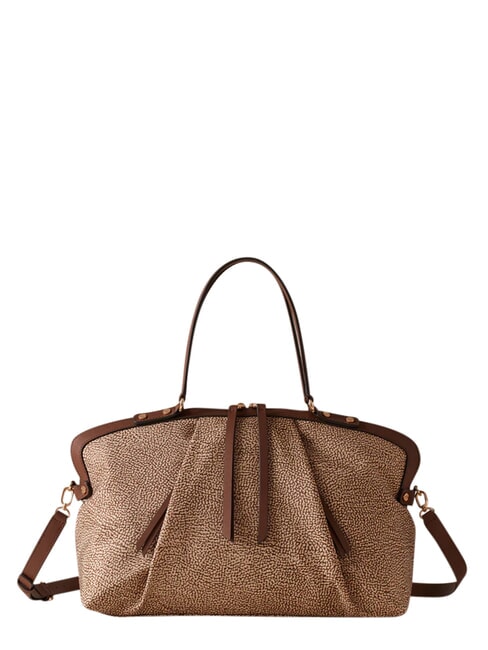 BORBONESE FRAME Bolso tipo ba&uacute;l con correa para el hombro. beiger yegua - Bolsos Mujer