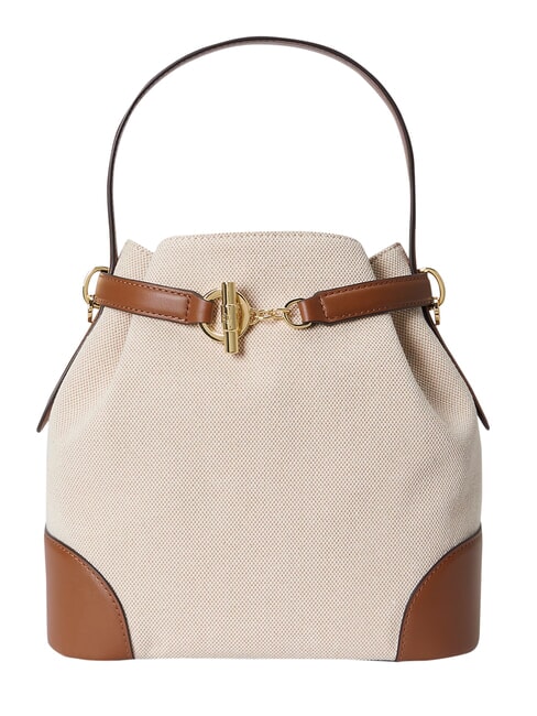 RALPH LAUREN BLAIKE Bolso de mano con correa para el hombro, tipo cubo. lienzo blanco/beige - Bolsos Mujer