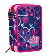 SJGANG DOODLE HEART Estuche para l&aacute;pices con 3 cremalleras truenavy - Estuches y Accesorios - 1
