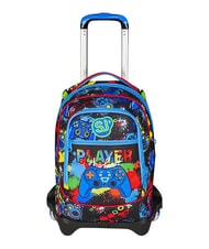 SJGANG GAME-LED Mochila con carrito de 3 ruedas, desmontable Rojo fuego - Mochilas con ruedas - 1