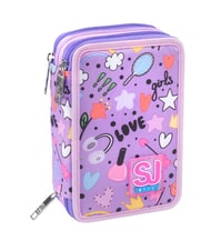SJGANG CUTE NOTES Estuche para l&aacute;pices con 3 cremalleras lavanda inglesa - Estuches y Accesorios - 1