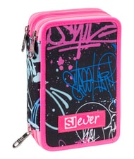 SJGANG SJ EVER FIXSTAR GIRL Estuche para l&aacute;pices con 3 cremalleras negro - Estuches y Accesorios - 1