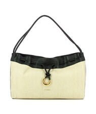 COCCINELLE CAMPIONARIO - ISABELA CANVAS Bolso hobo de lona y piel natural / noir - Bolsos Mujer - 1