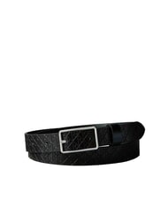CALVIN KLEIN LOGO ALL OVER Cintur&oacute;n de cuero N&iacute;quel negro/brillante - Cinturones - 1