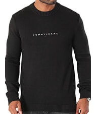 TOMMY HILFIGER TH JEANS Jersey de algod&oacute;n de cuello redondo negro - Su&eacute;teres de los hombres - 1