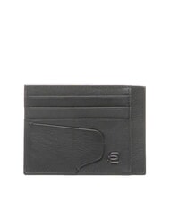 PIQUADRO AKRON Tarjetero plano de cuero negro - Carteras Hombre - 1