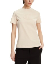 CALVIN KLEIN APPLIQUE REGULAR Camiseta de manga corta beige - camiseta - 1