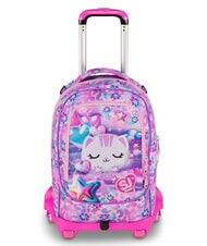 SJGANG GLOWCAT Mochila con carrito desmontable lila suave - Mochilas con ruedas - 1