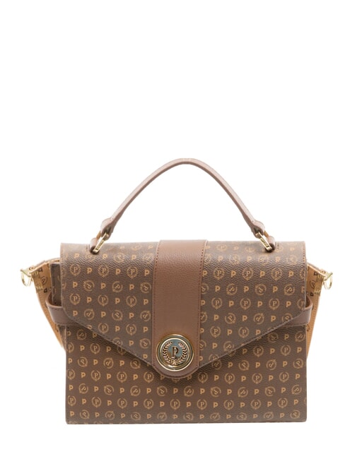 POLLINI HERITAGE Bolso de mano con correa para el hombro. marr&oacute;n / crema - Bolsos Mujer